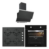 Silverline 3420 Classy - CS5335B01 - BO65E1B01 Siyah 3'lü Cam Ankastre Set