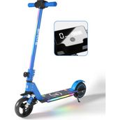 SIMATE Elektrikli Çocuk Scooter - 130W, LED Işıklı, Amortisörlü (Dizlik ve Dirseklik Hediyeli) - Mavi