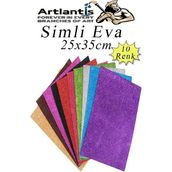 Simli Eva 25X35 cm 10 Renk 1 Paket Simli Eva Süngeri 10'lu Okul Kreş Anasınıfı Elişi Etkinlikleri - 2 mm - Çok Renkli