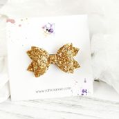 Simli Fiyonk Saçsız Bebek Tokası 6cm -Seyrek Az Saçlı Bebeklere Özel Toka - Koyu Gold