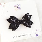Simli Fiyonk Saçsız Bebek Tokası 6cm -Seyrek Az Saçlı Bebeklere Özel Toka - Siyah