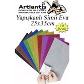 Simli Yapışkanlı Eva 25X35 cm 10 Renk 1 Paket Yapışkanlı Eva Süngeri 10'lu Okul Kreş Anasınıfı Elişi Etkinlikleri - 2 mm - Çok Renkli