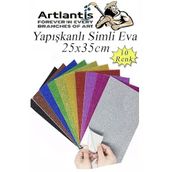 Simli Yapışkanlı Eva 25x35 cm 10 Renk 1 Paket Yapışkanlı Eva Süngeri 10'lu Okul Kreş Anasınıfı Elişi Etkinlikleri