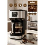 Sinbo SCM-9042 Otomatik Zaman Ayarlı Xl 14 Fincan Filtre Kahve Makinesi Dijital Göstergeli - Siyah - Gri
