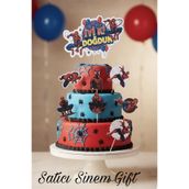 Sinem Gift Örümcek Adam Pasta Süsü -Örümcek Adamlı 6 lı Cupcake Süsü- Örümcek Adam Konseptli Süs