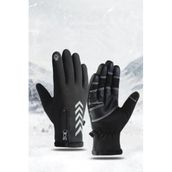 Single Sword Single Sword Su Geçirmez Softshell Unisex Bisiklet, Motosiklet Eldiven Dokunmatik Kışlık Rüzgar Geçirmez Kaymaz, Siyah, L