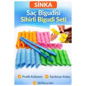 SİNKA Saç Bigudisi Sihirli Bigudi Seti Pratik Bukle Saç Maşası Aleti 20 Pcs