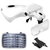 Sinzau kafa bandı büyüteç gözlüğü, LED ışıklı, eller serbest arama, kuyumcu, saatçi hobi, 5 lens, 1.0X 1.5X 2.0X 2.5X 3.5X (tekrar kullanılabilir)