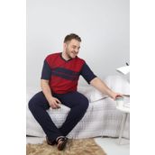 ŞİPKA Erkek Bordo Kısa Kollu Büyük Beden Pijama Takım