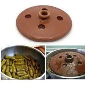 Sırlı Toprak Kiremit Dolma Sarma Taşı Kapağı Küçük Boy 18 cm Kiremit Dolma Taşı Yaprak Sarma Taşı - Kahve