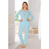 Sistina 1631 Mavi Penye Kadın Pijama Takımı