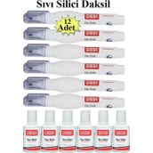 Sıvı Silici Daksil Ve Kalem Daksil 12 Adet Cassa Fırçalı Sıvı Düzeltici Daksil Yazı Düzeltici Okul Ofis Büro Fırça Uçlu