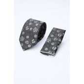 Siyah-Gri Desenli 7 Cm Kravat 1090260133