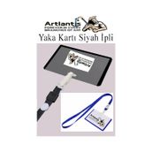 Siyah İpli Yaka Kartı 1 Adet Ayarlanabilir Boyuna Asma Kimlik Koruyuculu Pvc Siyah Yaka Kartlığı Seyehat Ofis Okul Büro siyah