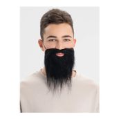 Siyah Takma Sakal ve Bıyık Takımı, Peluş Kumaş 20 cm, Lastikli Tutucu