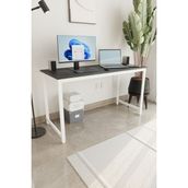 Siyah/beyaz 140X60 Çalışma Masası, Bilgisayar Masası, Ofis Masası, Metal Ayaklı - Siyah - Beyaz