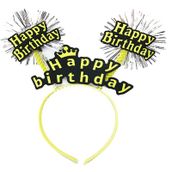 Skygo 22x19 cm Happy Birthday Püsküllü Neon Sarı Renk Doğum Günü Tacı