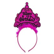 Skygo 24x15 cm Happy Birthday Neon Fuşya Renk Doğum Günü Tacı