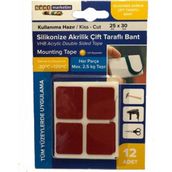 Slc Silikonize Akrilik Çift Taraflı Bant Gri 12' Li 25mmx30mm Özel Kesim Kullanıma Hazır