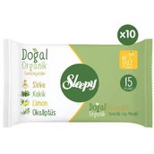 Sleepy 15'li Doğal Organik Pamuklu Cep Mendilli (10 adet)