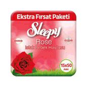 Sleepy 50 Yaprak 15'li Gül Kokulu Kapaklı Islak Mendil Seti