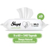 Sleepy 60'lı Natural Yenidoğan Islak Havlu Mendil (9 adet)
