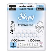 Sleepy Bio Natural Premium Plus Airbag Comfort No:1 Yenidoğan 64 Adet Bebek Bezi