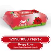 Sleepy Gül Kokulu 12x90 1080 Yaprak Islak Havlu Mendil