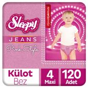 Sleepy Jeans Pink Style No:4 Maxi 120 Adet Külot Bebek Bezi