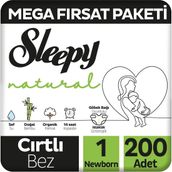 Sleepy Natural No:1 Yenidoğan 200 Adet Bebek Bezi