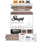 Sleepy Petcare 2x30 Adet Pet Bakım Örtüsü + 2x60 Evcil Hayvan Islak Havlusu