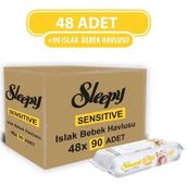 Sleepy Sensitive 90x48'li 4320 Yaprak Islak Havlu