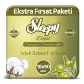 Sleepy Zeytinyağı ve Pamuksu Lifler 90x18'li 1620 Yaprak Islak Havlu