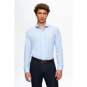 Slim Fit Açık Mavi Italyan Yaka Dar Kesim Klasik Kravatlık Uzun Kollu Kolay Ütülenebilir N 2HF02ORT5185 - Gök Mavisi