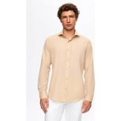 Slim Fit Bej Italyan Yaka Dar Kesim Klasik Kravatlık Uzun Kollu Kolay Ütülenebilir Nefes A 2HF02ORT5185 - XL