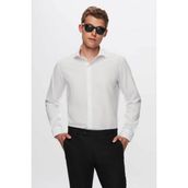 Slim Fit Beyaz Italyan Yaka Dar Kesim Klasik Kravatlık Uzun Kollu Kolay Ütülenebilir Nefes 2HF02ORT4185
