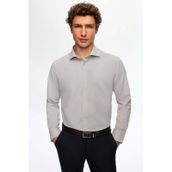Slim Fit Gri Italyan Yaka Dar Kesim Klasik Kravatlık Uzun Kollu Kolay Ütülenebilir Nefes A 2HF02ORT5185