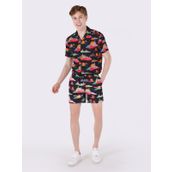 Slim Fit Orta Bel Baskılı Çok Renkli Erkek Deniz Şortu