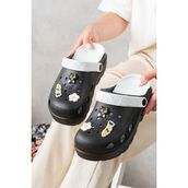 Slipcat Unisex Deniz Sabo Sandalet Doktor ve Hemşireler İçin Hafif ve Esnek Yapı - 010-Siyah