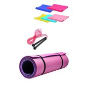 Slipt 14 mm Pilates Kamp Matı Pvc Atlama Ipi Plates Egzersiz Direnç Lastiği 3^lü Pilates Seti Pembe
