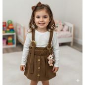 Slopet- Bluz Kadife Takım Kız Çocuk - 6 Yaş - Kahverengi - Beyaz