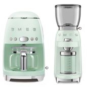 Smeg Pastel Yeşil Filtre Kahve Makinesi ve Kahve Öğütme Makinası Seti