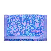 Smiggle Mor Kalp ve Yıldız Desenli Çocuk Cüzdanı | Fermuarlı Bölme, Kartvizitlik, Trifold Tasarım, Çocuklar için, Mavi İç Astar