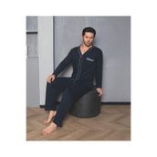 snooza Bambu Pamuklu Penye Uzun Kollu Pijama Takımı, M, sudepenyee, Poplin Lacivert, erkek