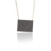 Söğütlü Silver Gümüş Siyah Taşlı Kare kolye