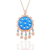 Söğütlü Silver SGTL10241 Gümüş Rose Dokuz Delikli Telkari Süryani Nazar Boncuğu Kolye