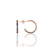Söğütlü Silver SGTL10695 Rose Renkli Taşlı 19 mm Tamtur Halka Gümüş Küpe