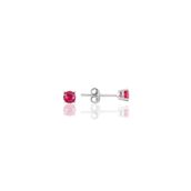Söğütlü Silver SGTL10876 Rodyumlu 4 Mm Fuşya Tek Taş Gümüş Küpe