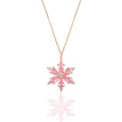 Söğütlü Silver SGTL10898 Gümüş Rose Pembe Taşlı Kar Tanesi Kolye