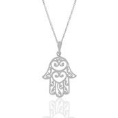 Söğütlü Silver SGTL11030 Gümüş Rodyumlu Kalp Işlemeli Fatma Ana Eli Kolye